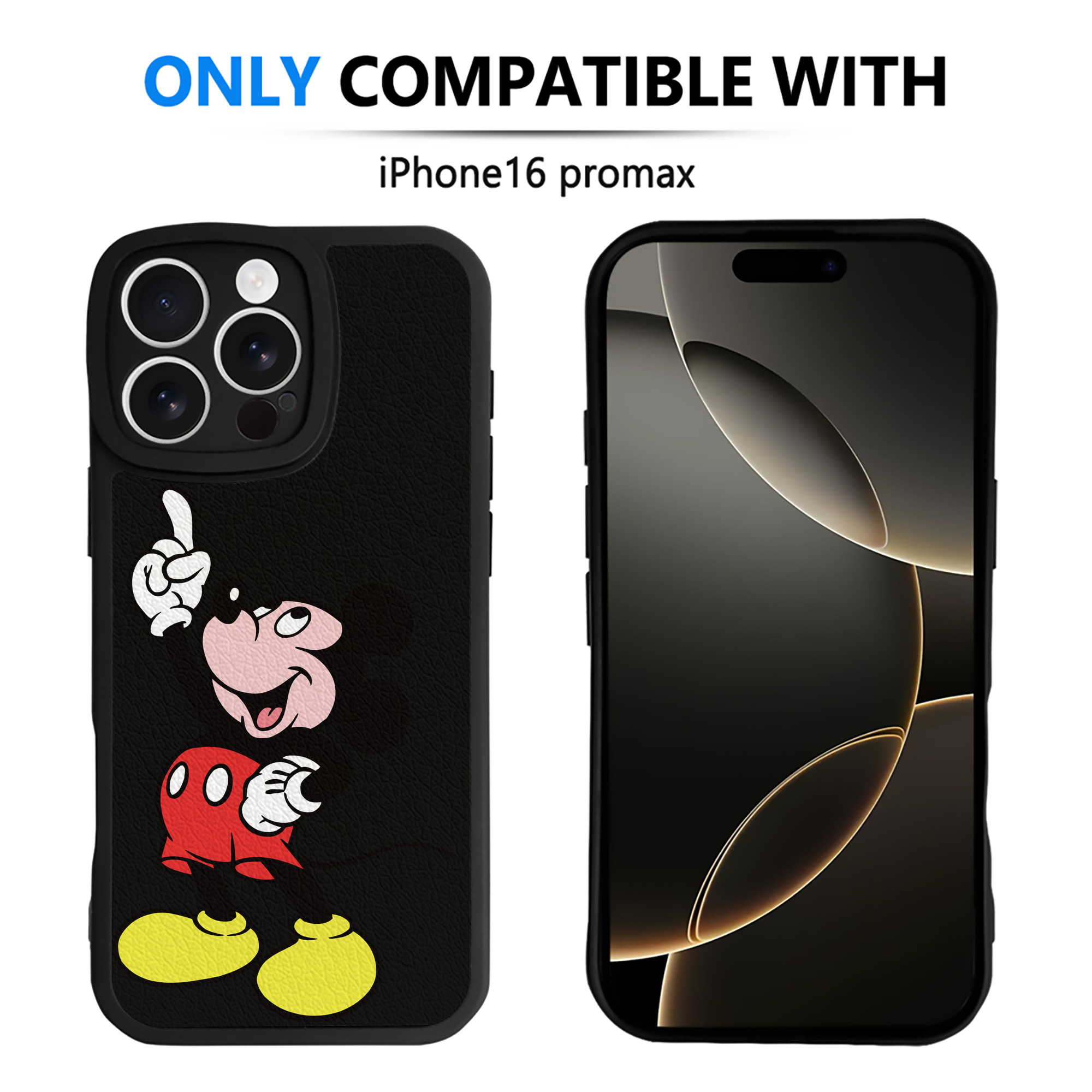（画像用） ミッキーマウス Mickey Mouse 【iPhone 16シリーズ対応】シリコンスマホケース（レザー調） 材質：シリコン